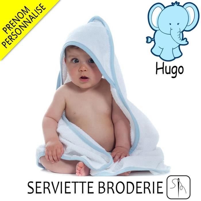 Serviette A Capuche Bebe Prenom Personnalise Elephant V9 Cdiscount Maison