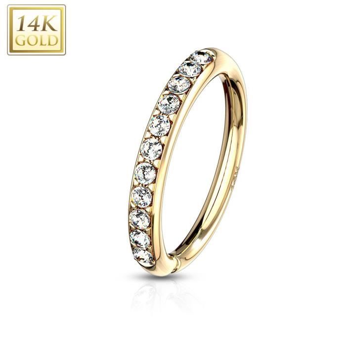 Piercing anneau en or jaune 14 carats tressé