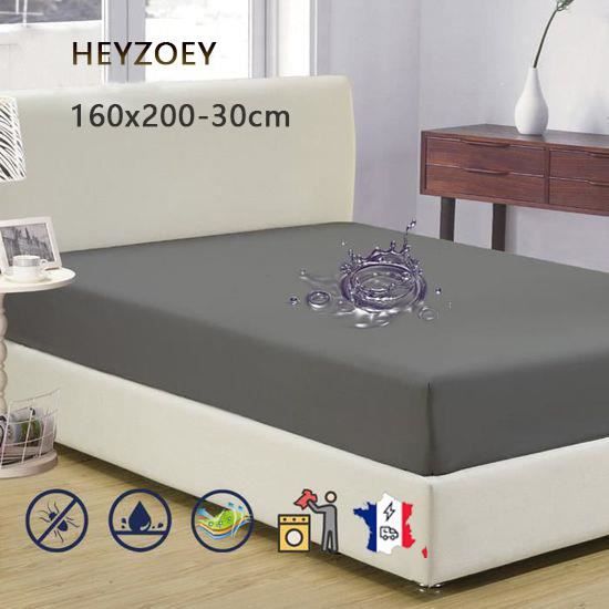 HEYZOEY- Protège matelas 160x200-30cm, Alèse Imperméable et Micro  Respirante, Souple et Silencieux