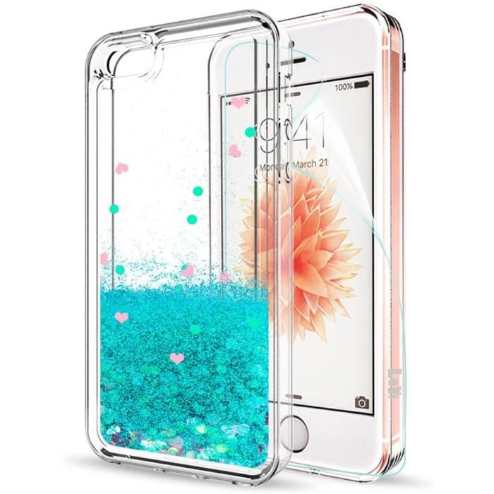 Coque pour Apple iPhone SE 2016 iPhone 5 5S Etui avec Film de Protection ecran Fille Personnalise Liquide Paillette TranspaTW Cdiscount Telephonie