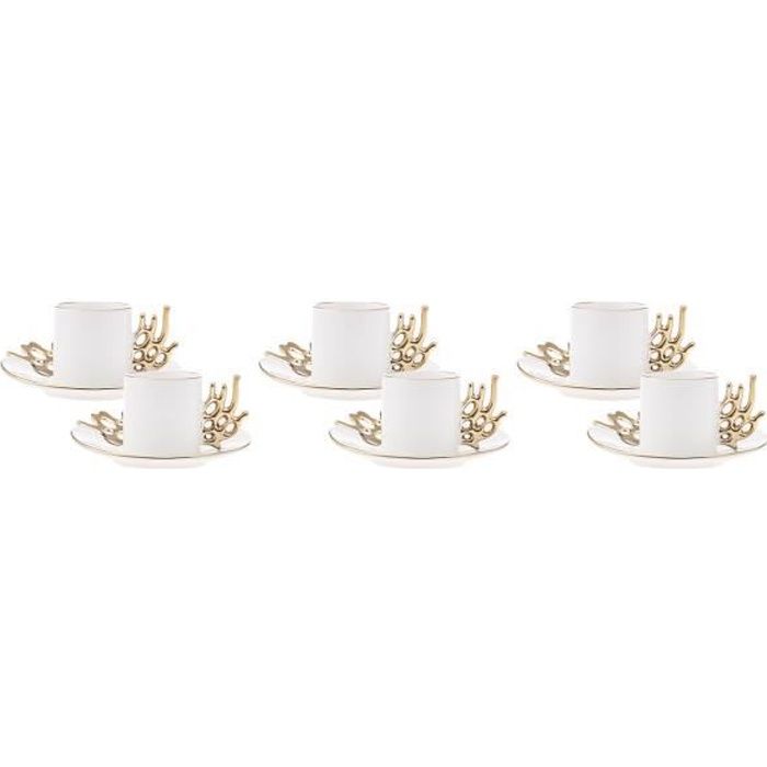 Service à Café Moka 6 Tasses Porcelaine - Décor Scène Galante - Parfait état