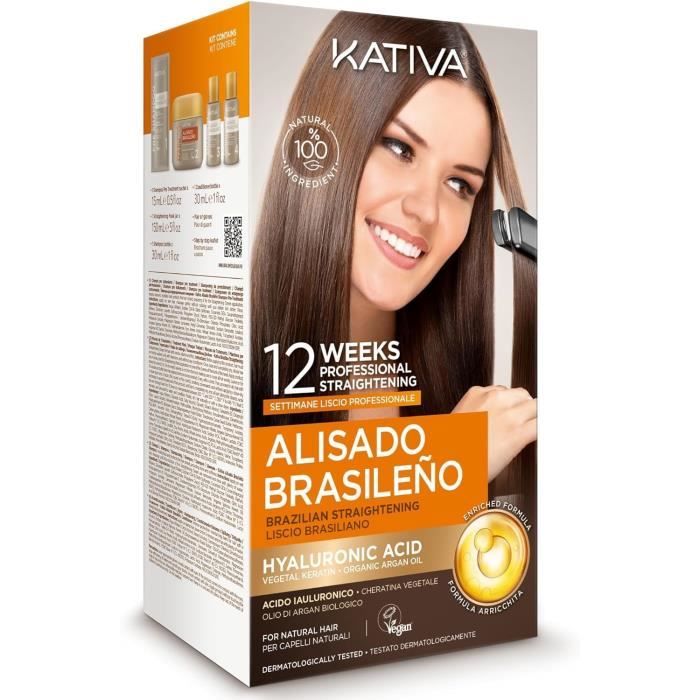 Kit de lissage brésilien - Kativa - Kératine - 12 semaines de lissage - Mixte - Adulte