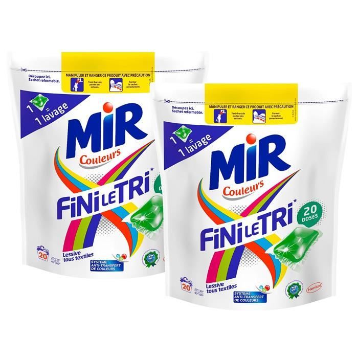 Mir Fini Le Tri Lessive Liquide en Dose 20 Doses 20 Lavages Lot de 2 Cdiscount Au quotidien
