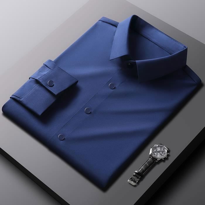 Chemise Homme Manches Longues 2025 - Coupe Classique, Revers Coloré - Pour Bureau, Loisirs Ou Quotidien