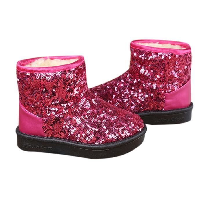 Tout Petit Enfant Pour Bebe Filles Paillettes Bottes Hiver D Enfants Garcons Epais Bottes De Neige Chaussures Rose Vif Achat Vente Botte Prolongation Soldes Cdiscount