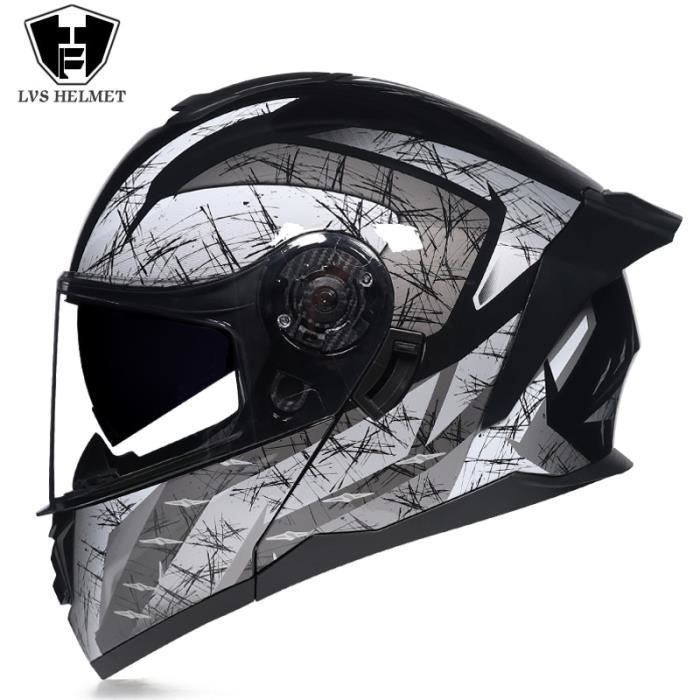 Casque Moto Modulable Homologué ECE - Flip Up Double Visière Pour Homme Et Femme