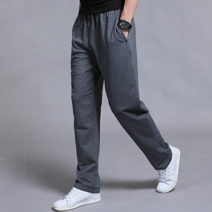 Pantalons homme de marque Pantalons de sport de Rayure Pantalon de jogging homme Pantalon de d ete en coton Gris fonce Cdiscount Pret a Porter