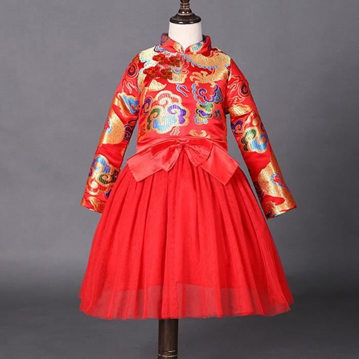 P31382 1 6y Filles Tang Dress Robe Du Nouvel An Chinois Big Bow Cheongsam Dress 100 Hym81231348rd100 Jtn Rouge Achat Vente Robe Cdiscount