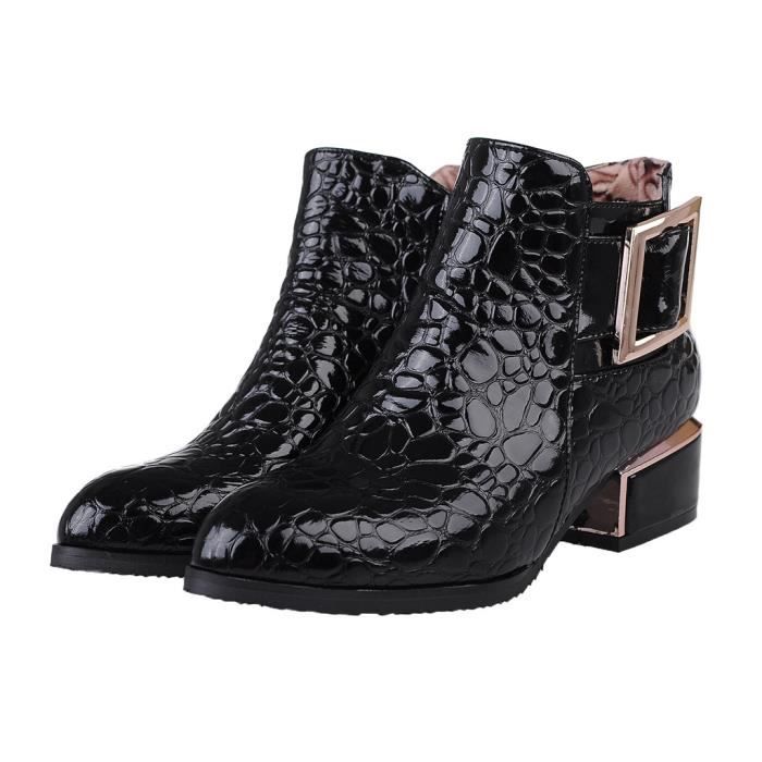 boots femme vernis noir