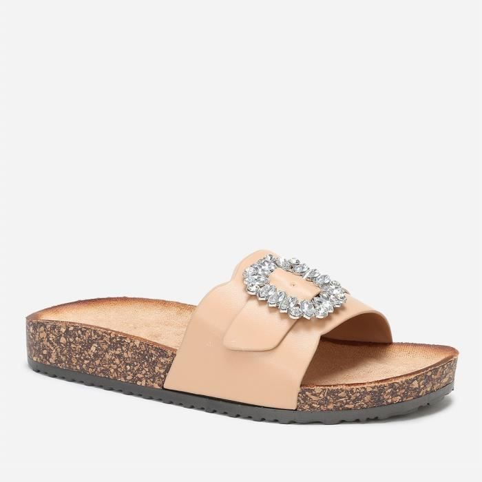 Mules nude avec bride bijoux Marron Cdiscount Chaussures