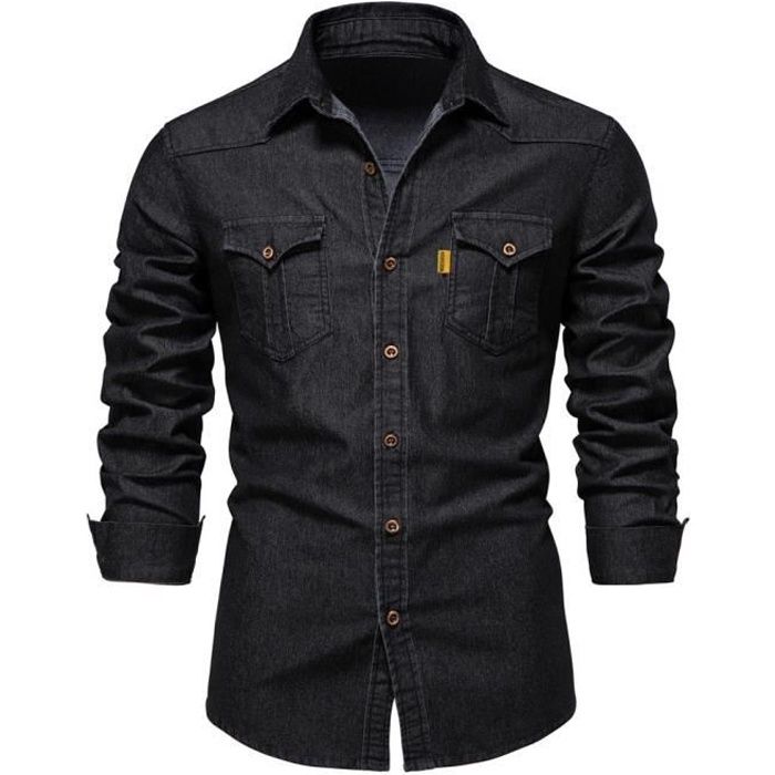 Chemise en jeans noir hotsell homme