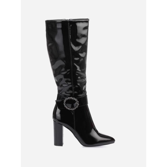 Bottes Vernies Femme LA MODEUSE Talon Carr Boucle Strass