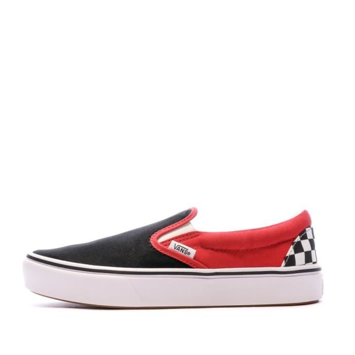 Baskets Enfant Vans Comfycush Slip-on - Rouge/Noir - Tige textile - Semelle synthétique