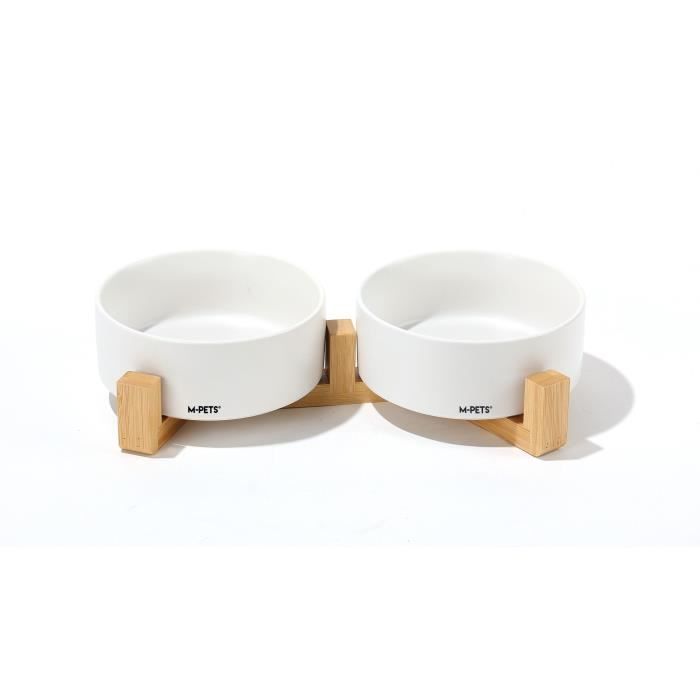 Bols céramique avec support en bambou 2x350 ml Mpets OPERA