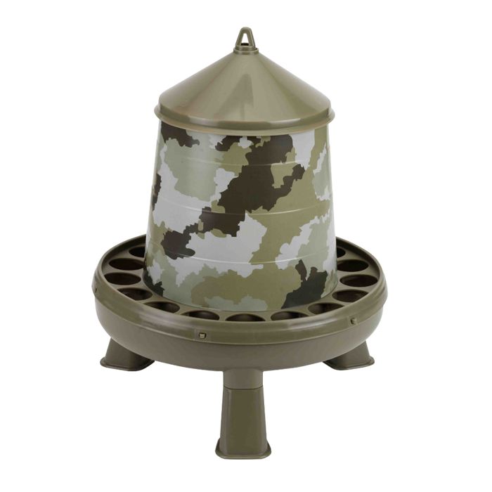 Comparer les prix de Mangeoire poule en plastique Eco 4Kg camouflage avec pieds - Gaun Vert