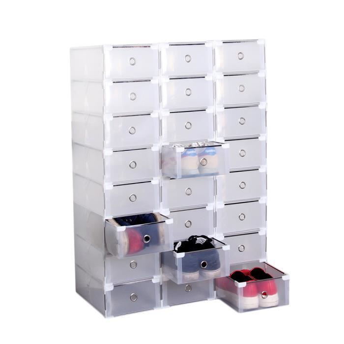 24 Boites A Chaussures Transparent Meuble A Chaussures Plastique