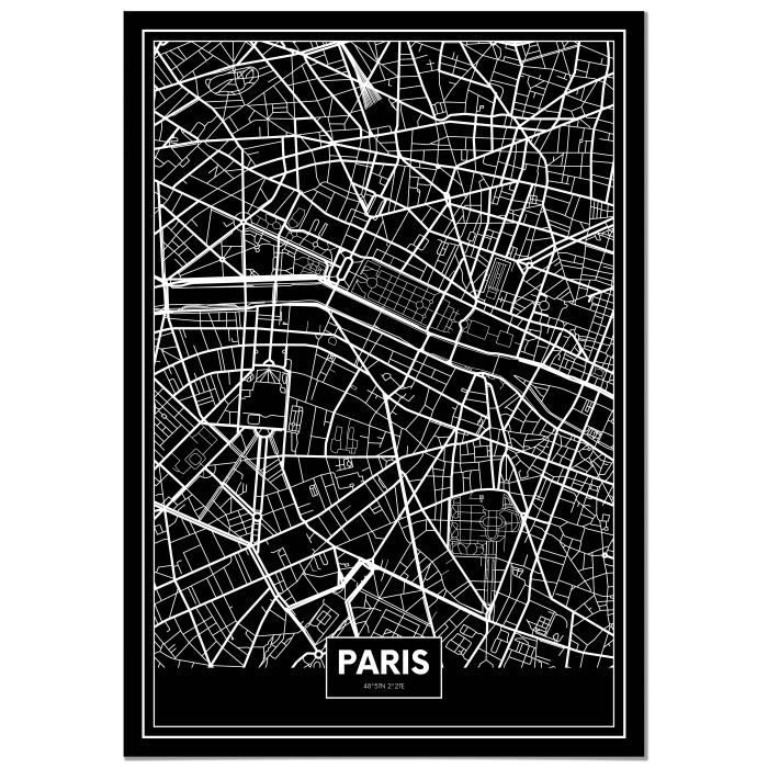 Panorama Paris Noir Et Blanc Panorama Poster Carte Noir De Paris 50 X 70 Cm Imprimee Sur