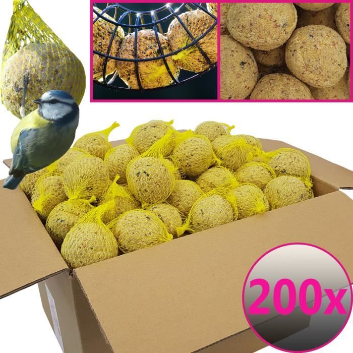 Boules de graisse pour oiseaux sauvages avec filet individuel pour  accrocher - 200 boules = 18 kg - Cdiscount Animalerie