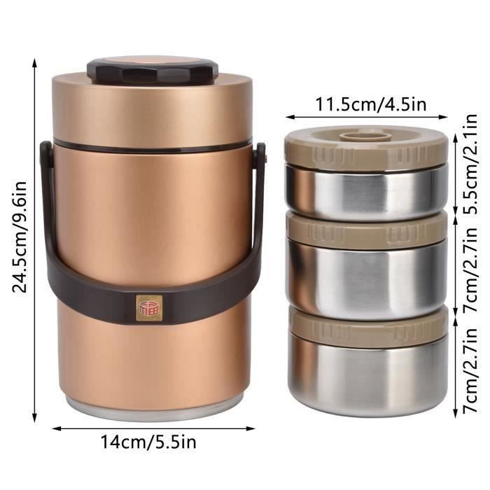 Récipient Alimentaire Isolé 2L - Boîte Déjeuner Thermique Acier Inoxydable Gris Foncé