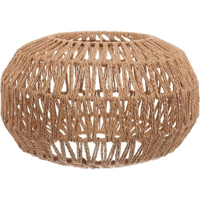 2 Abat-Jour Rotin Tressé Main – Style Boho Pour Lustre, Lampe Suspension | E27/E14