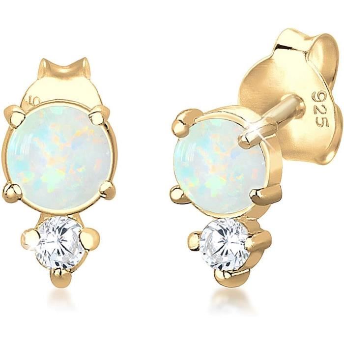Boucles D'oreilles Pendantes Vintage - Or Couleur, Cristaux Type Diamant - Fermoir Clous - Occasion Parfait état
