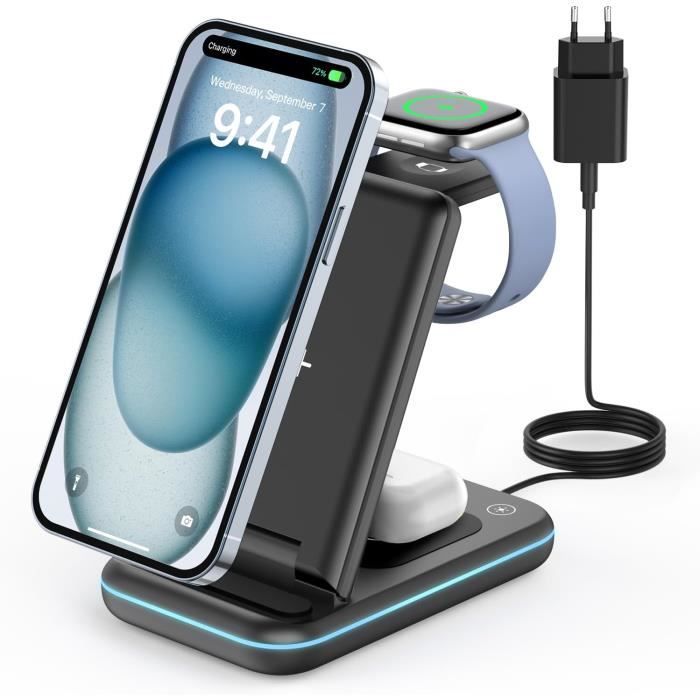 Chargeur Induction Pliable Elegiant – 1100 MAh – Charge Rapide Qi – Noir