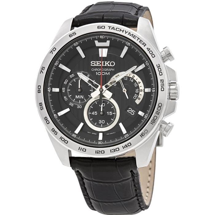 Seiko Homme 44mm Bracelet Cuir Boitier Acier Inoxydable Quartz Montre  SSB305P1 - Cdiscount Bijouterie