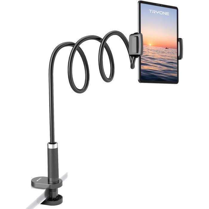 Support Téléphone Flexible Col De Cygne - Pour Lit, Bureau, Voiture, Pince Universelle Jusqu'à 8,9 Cm
