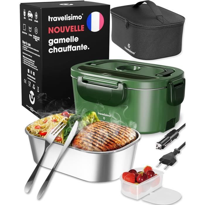 Lunch Box Gamelle Chauffante électrique pour Voiture Camion Bureau Travail 220V+12V+24V, Chauffe