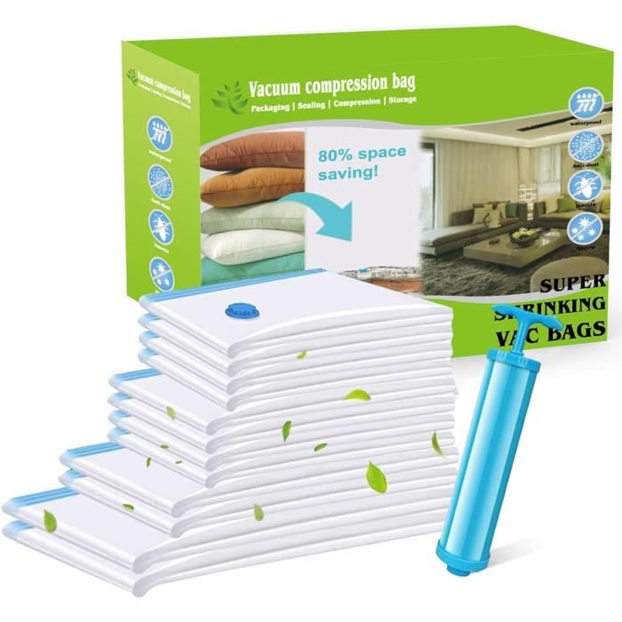 LOVICVKEM Sac Sous Vide Vetement Aspirateur, 12Sac Rangement Sous Vide Aspirateur Avec Pompe