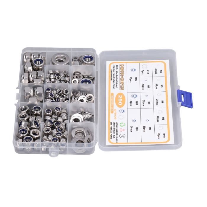 Lot De 2000 écrous Hex 8-32 Avec Insert Nylon - Acier Noir MonsterBolts - Neuf En Vrac