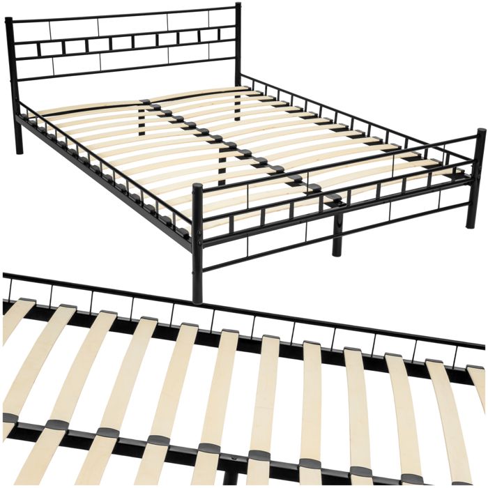 Tectake lit design moderne avec sommier - 200 x 140 cm - noir 401719