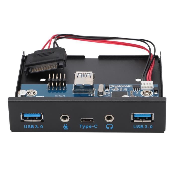 Panneau Avant PC USB 2.0 & Audio - 2 Ports USB + Micro/écouteur - Montage Sur Baie Lecteur Disquette 3.5" - 6