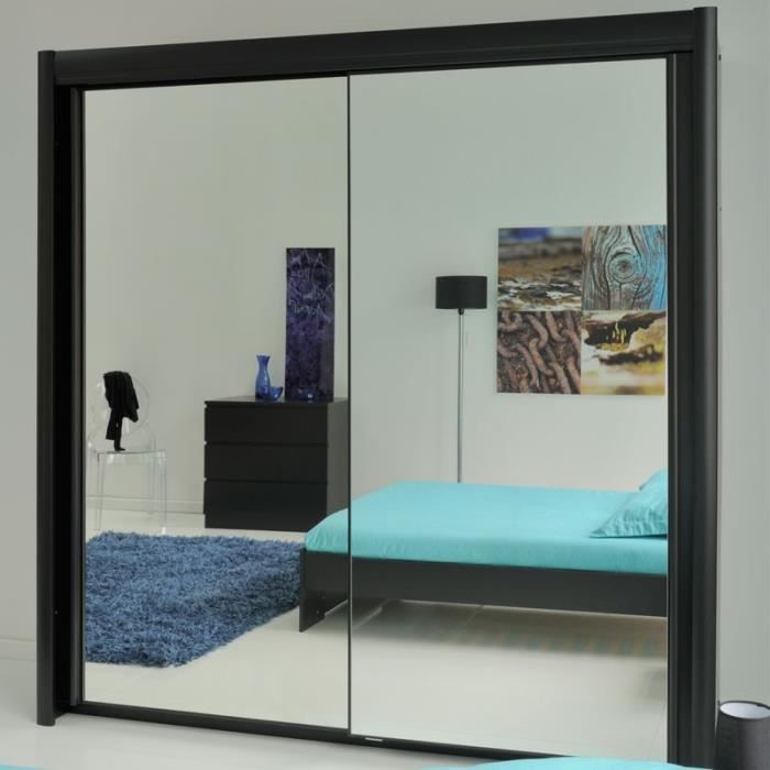 Armoire Dressing 2 Portes Noir Carlack L 156 X L 61 X H 217 Cm