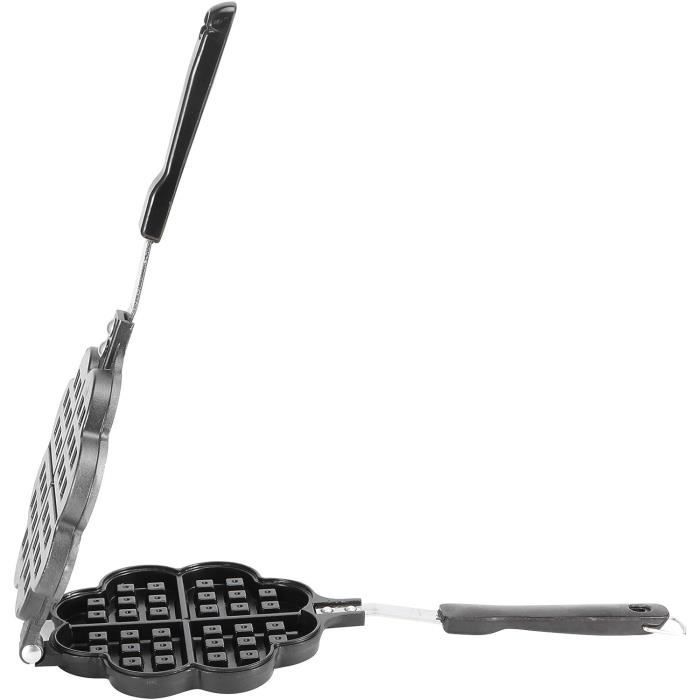 Gaufrier pour cuisinière, poêle à gaufres en fonte antiadhésive Double gaufriers belges pour le camping, la cuisson du petit-déjeuner en famille Gaufrier pour cuisinière, poêle à gaufres en fonte antiadhésive Double gaufriers belges pour le camping, la cuisson du petit-déjeuner en famille