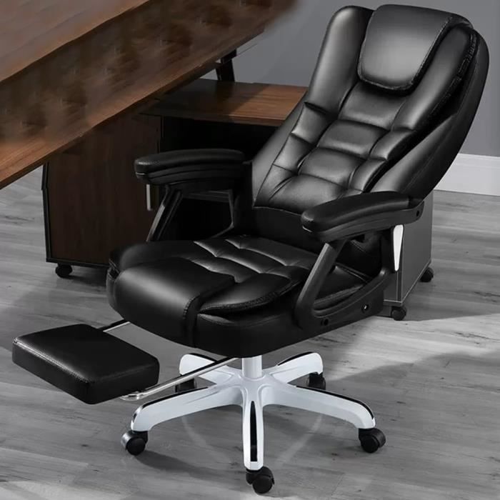 Fauteuil De Direction Large DoChair, Chaise De Bureau Ergonomique Avec Repose-pieds, Noir
