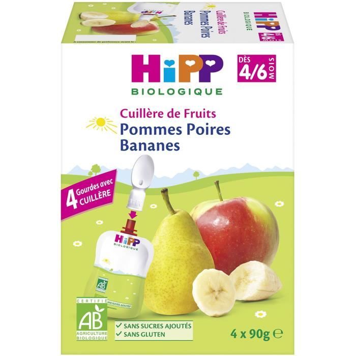 HIPP Gourde Pommes Poires Bananes 4x90g Achat / Vente compote