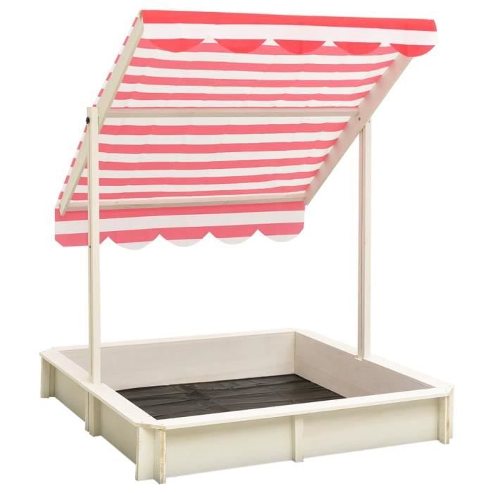 Spielwerk Bac à sable en bois d'épicéa SAMI 120x120cm toit réglable de... pas cher Spielwerk Bac à sable en bois d'épicéa SAMI 120x120cm toit réglable de... pas cher