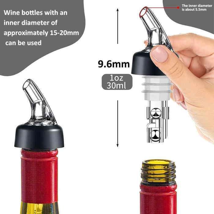 Mizikuu Becs Verseurs Doseurs 6cl - Lot De 6 Doseurs Automatiques à Billes Pour Bouteilles D'Alcool, Vin, Liqueur, Huile D'Olive - Précision 60 Ml Sans Déversement
