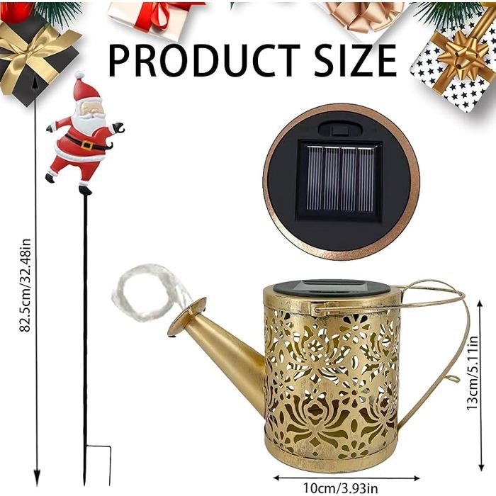 Lampes Décoratives De Jardin – 22 X 17 X 10,5 Cm – Lumières Solaires De Noël – Arrosoir Solaire | Lanterne Rétro étanche Pour Jardin, Terrasse, Cour