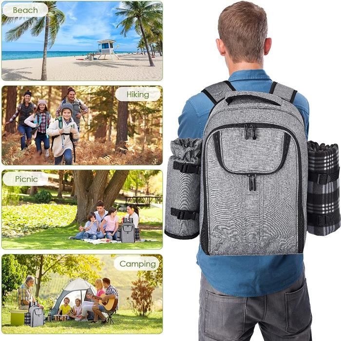 Sac ?� Dos de Pique-Nique pour 4 Personnes Sac ?� Dos portatif Multifonctionnel d'isolation 
