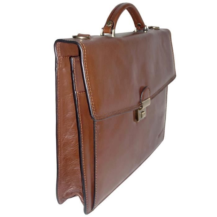 KATANA cartable porte document serviette à soufflet en cuir réf