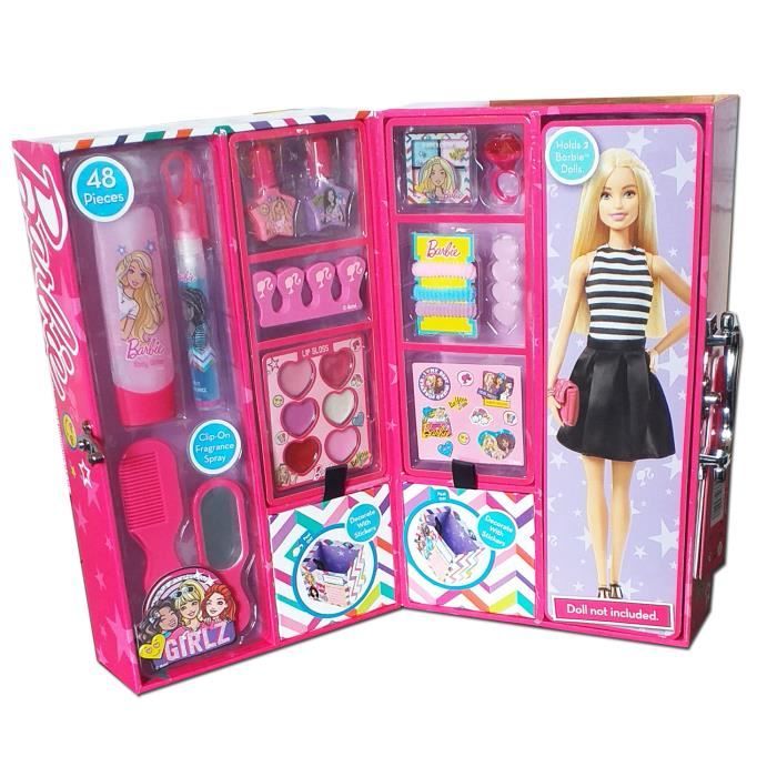 Barbie Beauty Armoire de toilette de 48 pi ces avec poign e de