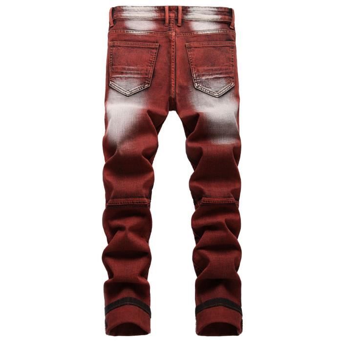 Jean rouge on sale bordeaux homme