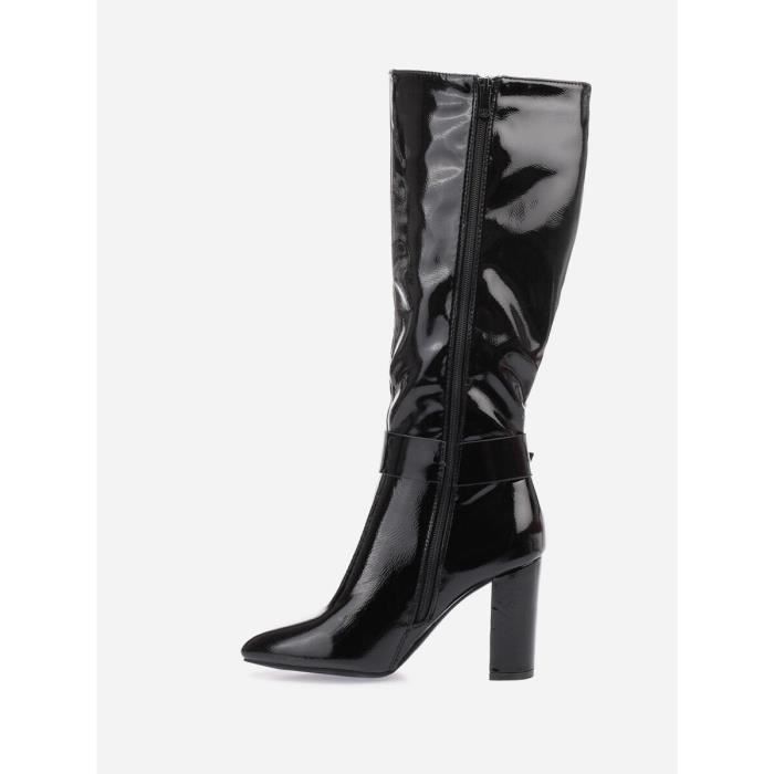 Bottes Vernies Femme LA MODEUSE Talon Carr Boucle Strass