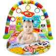 Tapis de jeu évolutif multifonction musical pour bébé avec arches de jouets et piano à pédales-2