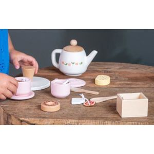 Service à Thé Enfants 13 Pièces GICO - Porcelaine Décor Cupcake, Mallette Carton | Idéal Goûter Et Jeu D'Imitation
