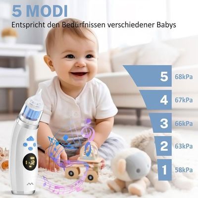 Aspirateur Nasal Bébé Électrique Rechargeable - 3 Niveaux D'Aspiration, 3 Embouts Silicone, Fonction Musicale Et Lumières - 6