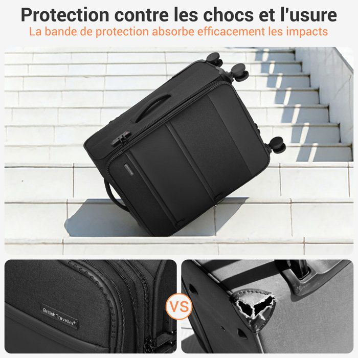 Valise Souple Grande Capacité British Traveller Valise Soute 98L Souple - 4 Roues 360°, Serrure TSA - 80x48,5x31cm Noir Valise Soute 98 Litres Souple Valise Souple Grande Capacité British Traveller Valise Soute 98L Souple - 4 Roues 360°, Serrure TSA - 80x48,5x31cm Noir Valise Soute 98 Litres Souple