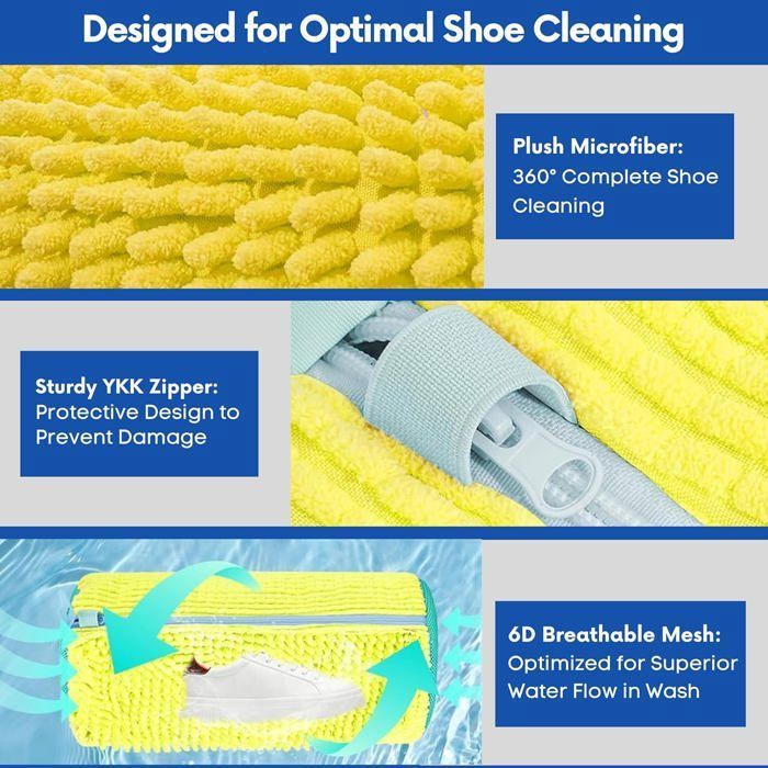 Lot De 2 Sacs De Lavage Pour Chaussures - Réutilisables, Fermeture Éclair, Pour Machine à Laver - 14